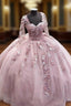 Elegant Long Sleeves Quinceanera Dresses Ball Gown With 3D Flowers