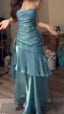 Elegant Mermaid Spaghetti Straps Blue Satin Long Formal Prom Dresses Party Dresses 21St Birthday Outfits Graduation Dresses