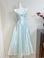 Elegant Mint Green A-Line Strappy Satin Formal Prom Dresses