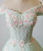 Elegant Off Shoulder Light Green Tulle Sweet 16 Dresses, Long Formal Gown
