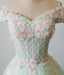 Elegant Off Shoulder Light Green Tulle Sweet 16 Dresses, Long Formal Gown