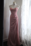 Elegant Pink Mermaid Spaghetti Strap Sequined Long Formal Prom Dresses