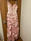 Elegant Pink Spaghetti Strap Sweetheart Neck Satin Long Formal Prom Dresses