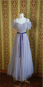 Elegant Purple A-Line Puff Sleeve Tulle Long Formal Prom Dresses Bridesmaid Dresses