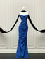 Elegant Royal Blue Mermaid Strapless Pleated Long Formal Prom Dresses