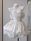 Elegant Satin One Shoulder Short Birthday Dresses Homecoming Dresses