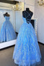Elegant Straps Blue Appliqued Formal Dresses Formal Prom Dresses, Evening Dresses