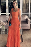 Elegant Straps Square Layered Sleeveless Long Formal Prom Formal Dresses