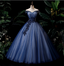Elegant Teal Blue Off-The-Shoulder Embroidered Tulle Ball Gown Prom Dresses Sweet 16 Dresses