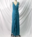 Elegant Teal Blue V-Neck Ruffled Beaded Chiffon Long Formal Prom Dresses