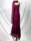 Elegant Vintage Burgundy Beaded Embroidery Thin Strap Mermaid Chiffon Long Formal Prom Dresses