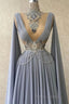 Fabulous High Neck Sleeveless Long 100D-chiffen Formal Prom Dresses With beads