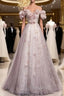 Fabulous Pink Tulle Sequins Flower Formal Prom Dresses