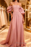 Fairy A Line Pink Long Formal Prom Dresses Evening Dresses