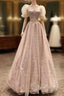 Fairy A Line Square Neckline Pink Tulle Formal Prom Dresses For Teens