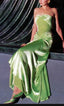 Fancy Mermaid Sweetheart Neckline Green Satin Long Formal Prom Dresses Formal Evening Dresses Formal Dresses
