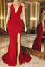 V-neck Cross Back Sleeveless Long Mermaid Formal Prom Dresses