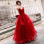 Stylish v neck tulle long prom dress, evening dress