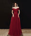 Elegant satin tulle long prom dress A-line evening dress
