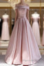 Off Shoulder Satin Elegant Long Formal Prom Dresses,Simple New Style Formal Gown