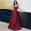 Burgundy satin long prom dress, evening dress