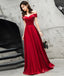 Burgundy satin long prom dress cute evening dress
