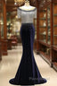 Fleece & Lace Scoop Short Sleeve Mermaid Evening Dresses