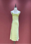 Fresh Elegant Pale Yellow Green Spaghetti Strap Lace Satin Formal Prom Dresses