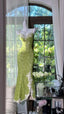 Fresh Green Mermaid Strapless Backless Criss-Cross Lace Long Formal Prom Dresses