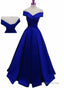 Royal Blue Satin Floor Length Formal Gown Prom Dress, 2025 Blue Party Gown