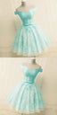 Green Off The Shoulder Appliques Short Homecoming Dress
