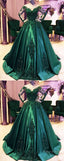 Dark Green Ball Gown Emerald Green Prom Dress, Ball Gown Wedding Dress
