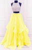 yellow prom dresses two piece prom dresses Tow pieces prom dresses sparkle prom dresses