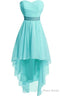 Women Strapless Lace Up Back Sexy High Low Chiffon Dress