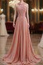 Glam Blush Pink Formal Prom & Wedding Dresses-Sweet 16 Chiffon Evening Gown For Graduation & Quinceanera