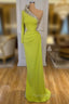 Glamorous One Shoulder Long Sleeves Mermaid Evening Dresses With Beads