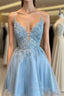 Glittering Beaded Short A-line Tulle Homecoming Dresses with Appliqued
