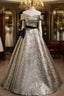 Gold Off the Shoulder Flower Formal Prom Dresses