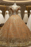 Gold Sequins Beading Quinceanera Dresses