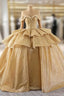 Gold Sequins Off the Shoulder Beading Formal Prom Dresses