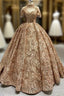 Gold Sequins Off the Shoulder Formal Prom Dresses