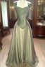 Gorgeous A Line Straps Floor Length Satin Retro Evening Dresses Formal Prom Dresses