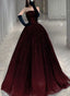 Gorgeous Black And Tulle Shiny Tulle Long Formal Evening Dresses, Black And Red Formal Gown
