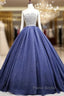 Gorgeous Blue Ball Gown Sweet 16 Party Dresses Handmade Formal Gown Off Shoulder Formal Prom Dresses