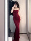 Gorgeous Mermaid Spaghetti Straps Burgundy Evening Dress Prom Dresses Birthday Outfits