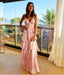 Gorgeous V Neck Pink Long Formal Prom Dresses, Formal Evening Dresses