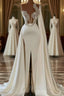 Gorgeous White A-line One Shoulder Graduation Dresses Long Glitter Formal Prom Dresses With Split Online