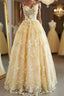 Gorgeous Yellow Lace Appliques Long Formal Prom Dress, Yellow Lace Formal Dress, Yellow Evening Dress
