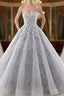 Gray Ball Gown Sweetheart Tulle Appliques With Sash Wedding Dresses