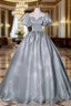 Gray Green Puff Sleeve Quinceanera Dresses